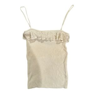 Chloe beige ruffle knotted tank size small. Never worn.